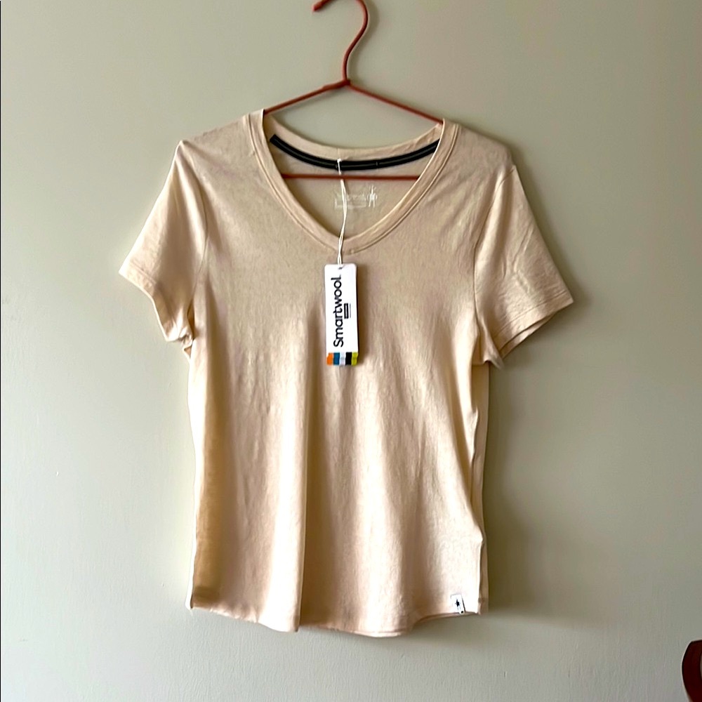 Smartwool Tan Fitted V-Neck T-Shirt
